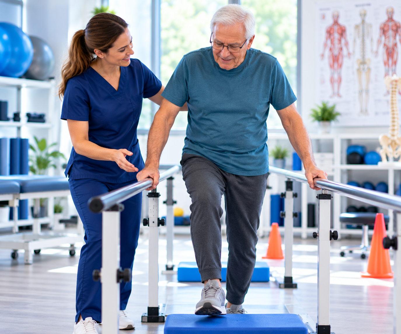 Guided Balance Training in a Bright Clinic